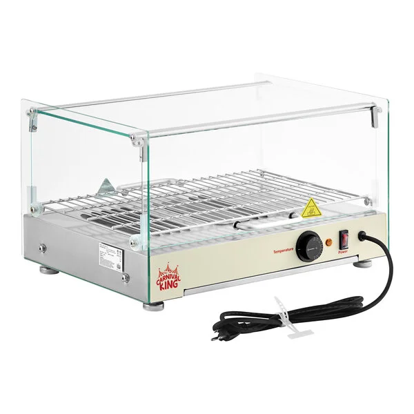 Carnival King HDSG1A Silver Square Glass Full Service Hot Food Display Case with 1 Shelf - 120V, 800W Carnival King HDSG1A Silver Square Glass Full Service Hot Food Display Case with 1 Shelf - 120V, 800W