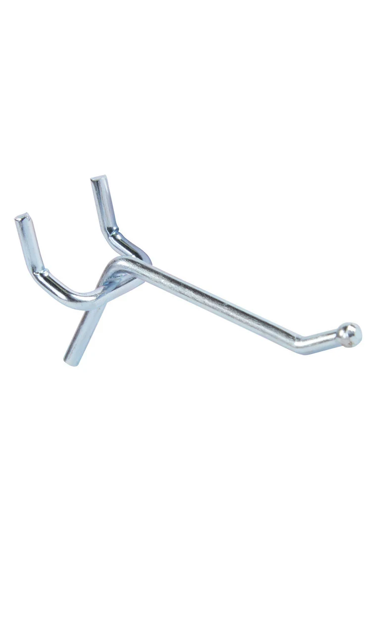 2 inch Chrome Peg Hook for 1/8 inch or 1/4 inch Pegboard