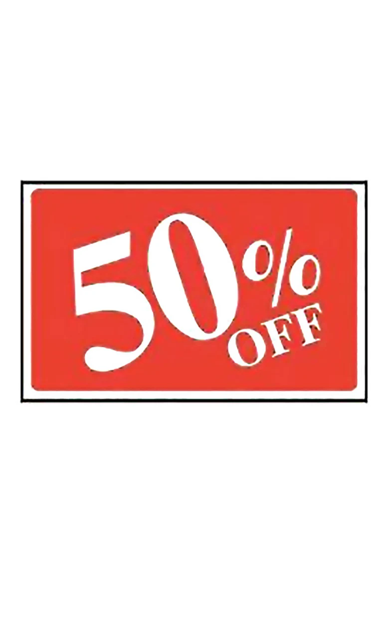 50% Off Rectangle Sign Card