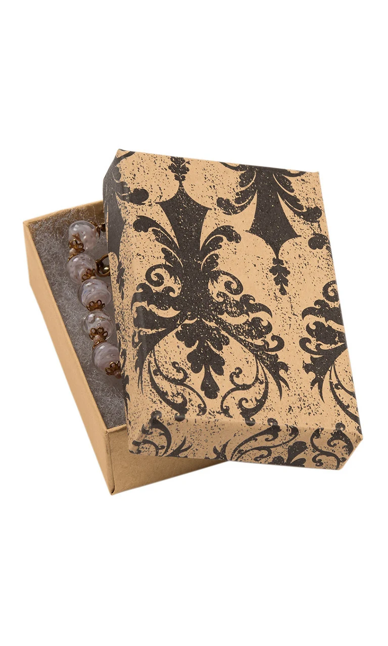 3 1/16 x 2 1/8 x 1 inch Cotton Filled Pattern Jewelry Boxes