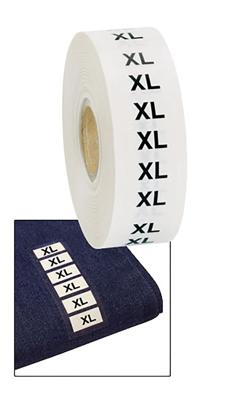 Wrap Around Clothing Size Labels - Size XL Wrap Around Clothing Size Labels - Size XL