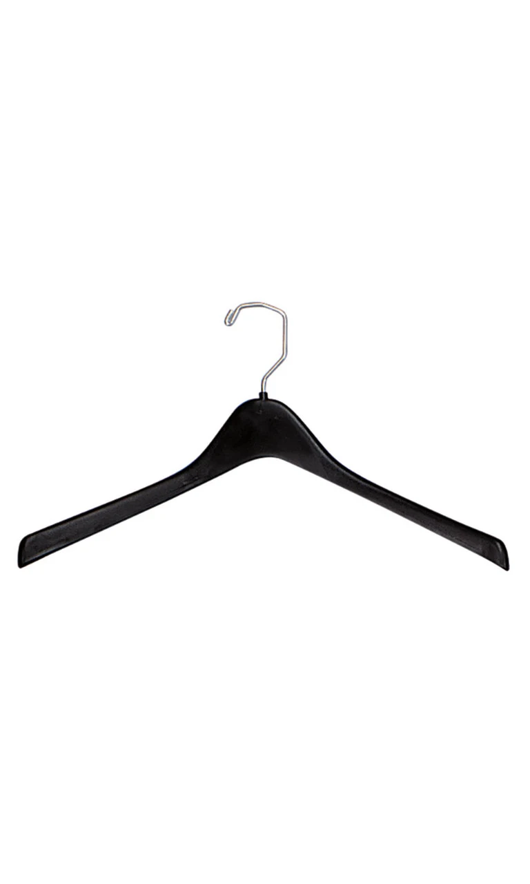 17 inch Contoured Black Plastic Coat Hangers