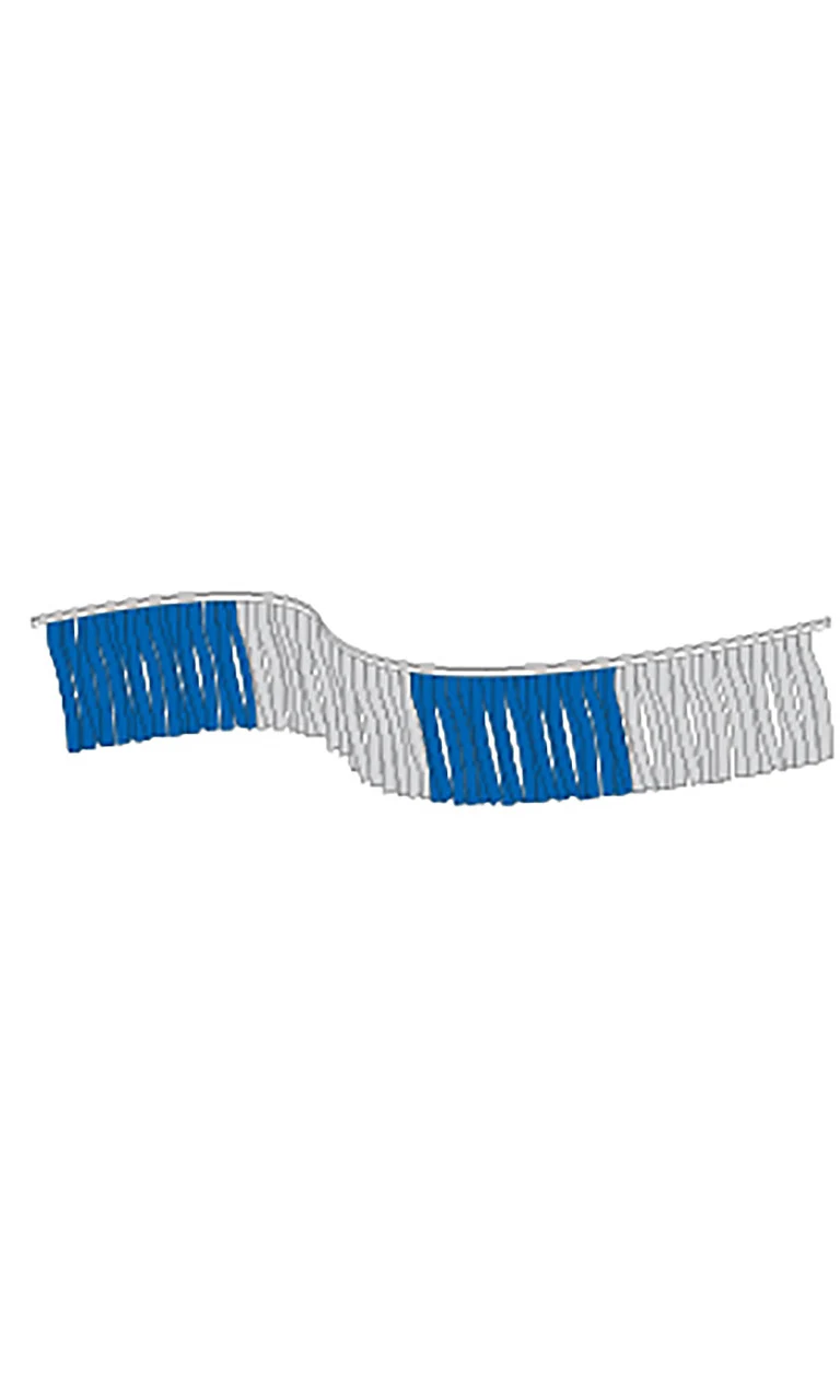 120 foot Blue/Silver Metallic Fringe Pennant