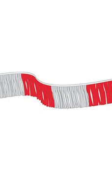 60 foot Red/Silver Metallic Fringe Pennant
