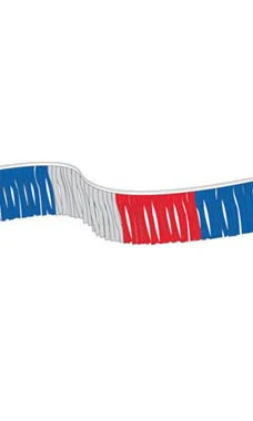 60 foot Red/Silver/Blue Metallic Fringe Pennant