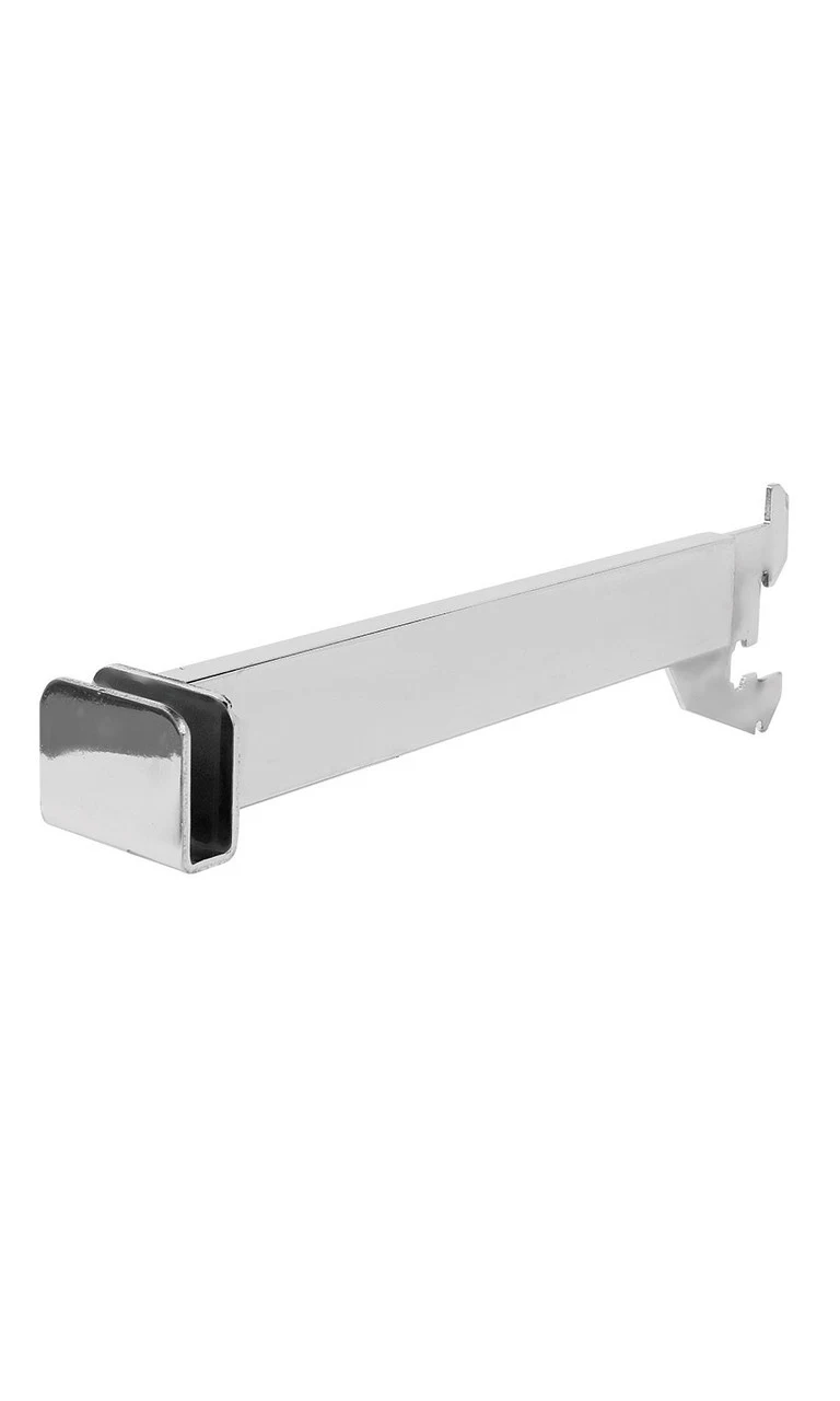 12 inch Chrome Dimensional Hangrail Bracket for Slotted Standards - 1 inch slots 2 inch on center