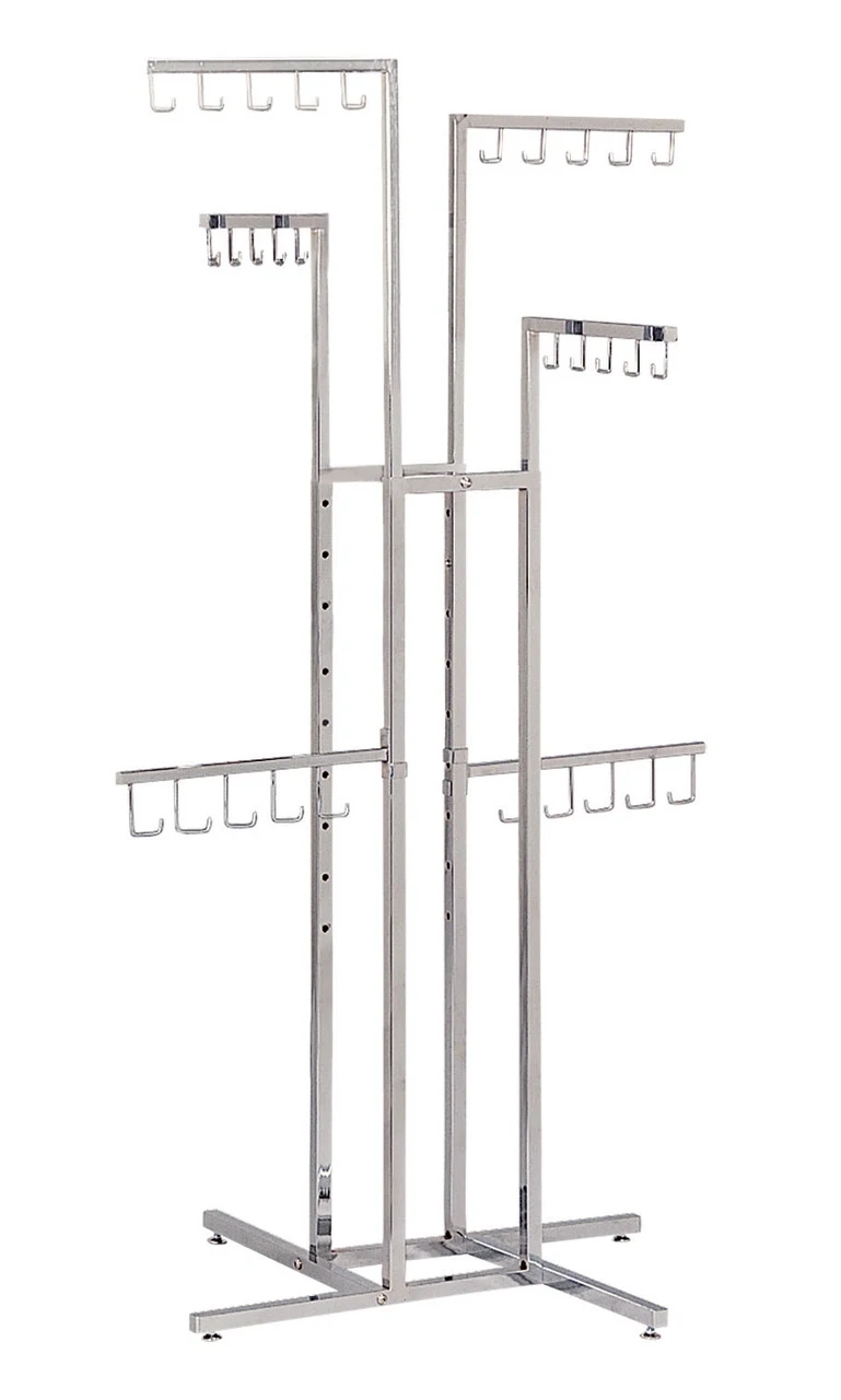 4-Way Chrome Handbag Rack with J-Hooks