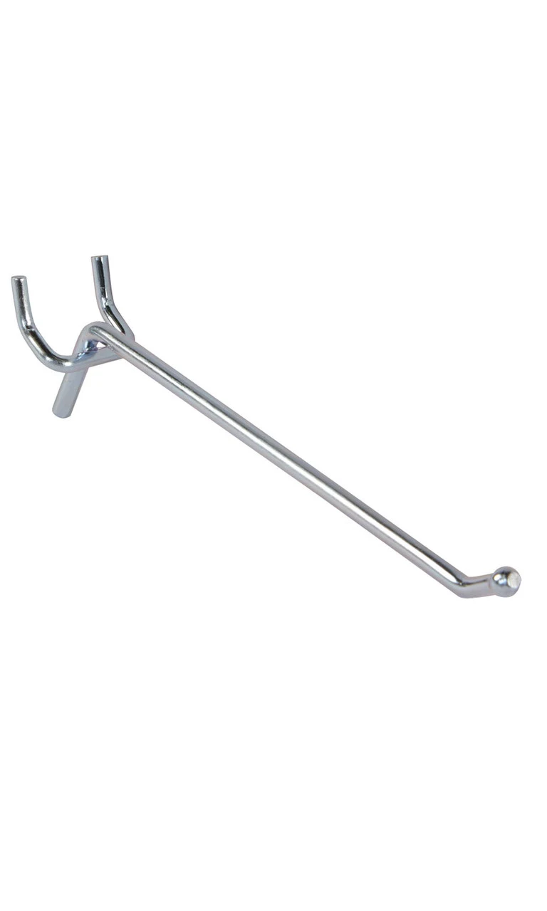 6 inch Chrome Peg Hook for 1/4 inch Pegboard