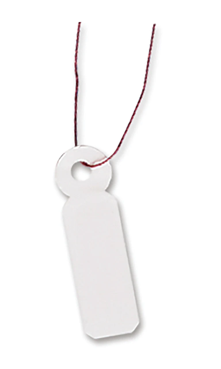 #2 Strung White Merchandise Price Tags with Burgundy String