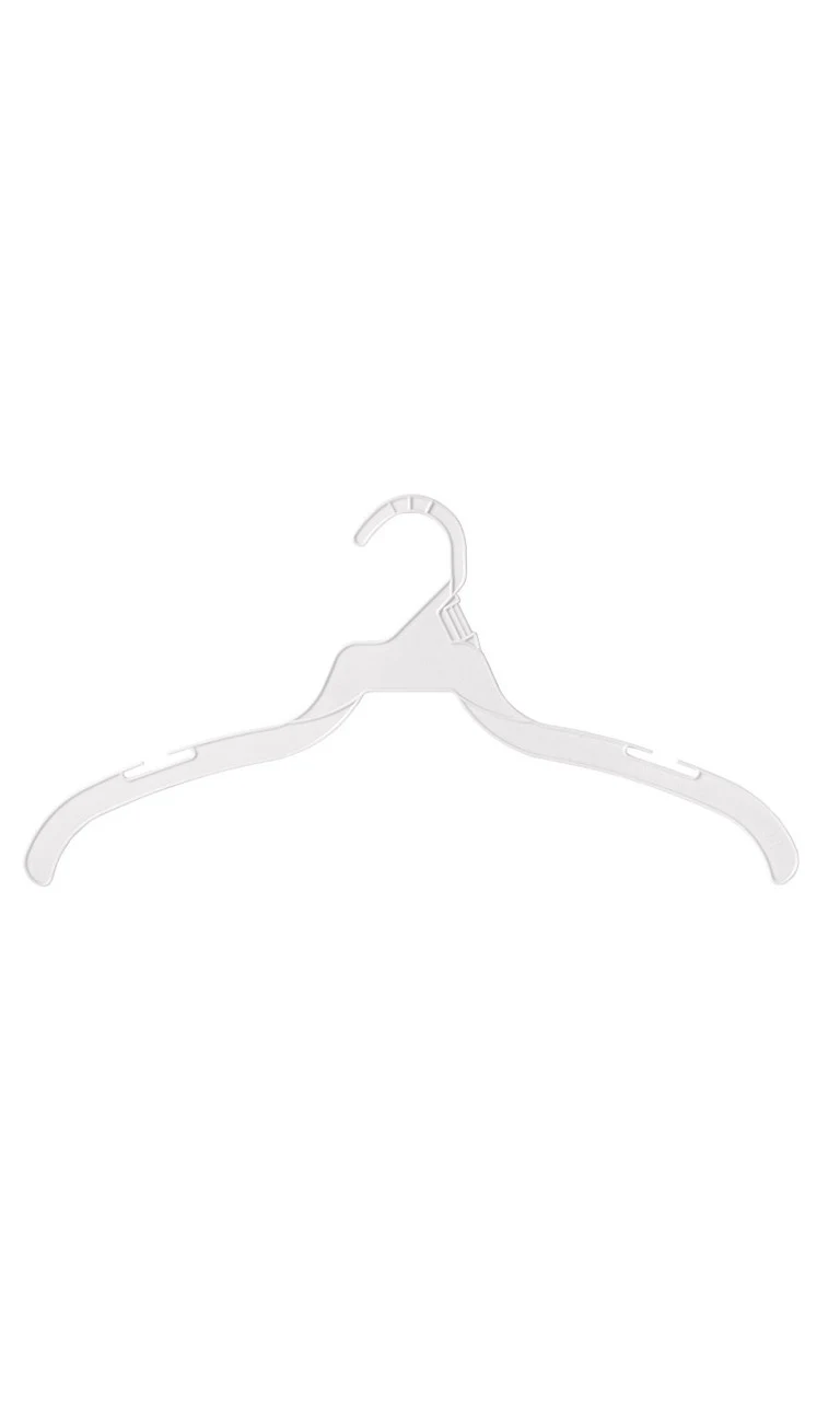 16 inch Sloped Shoulder White Plastic Dress Hangers