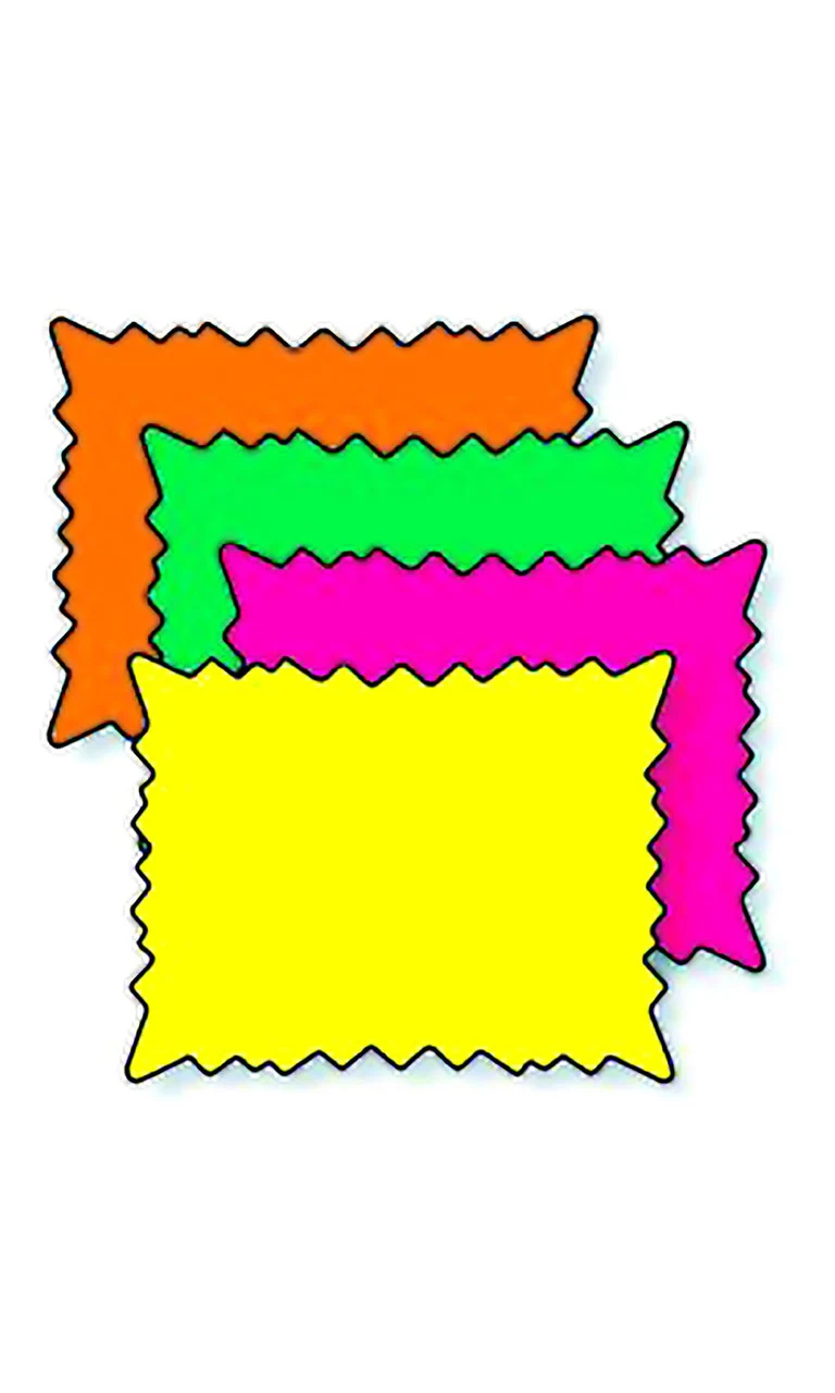 5 x 5 inch Multi-Colored Fluorescent Square Burst Sign Cards