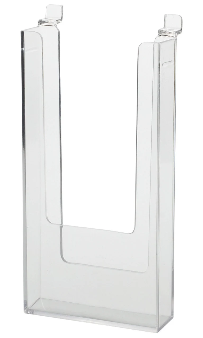 4.5 x 8.5 inch Clear Acrylic Literature Holder for Slatwall 4.5 x 8.5 inch Clear Acrylic Literature Holder for Slatwall