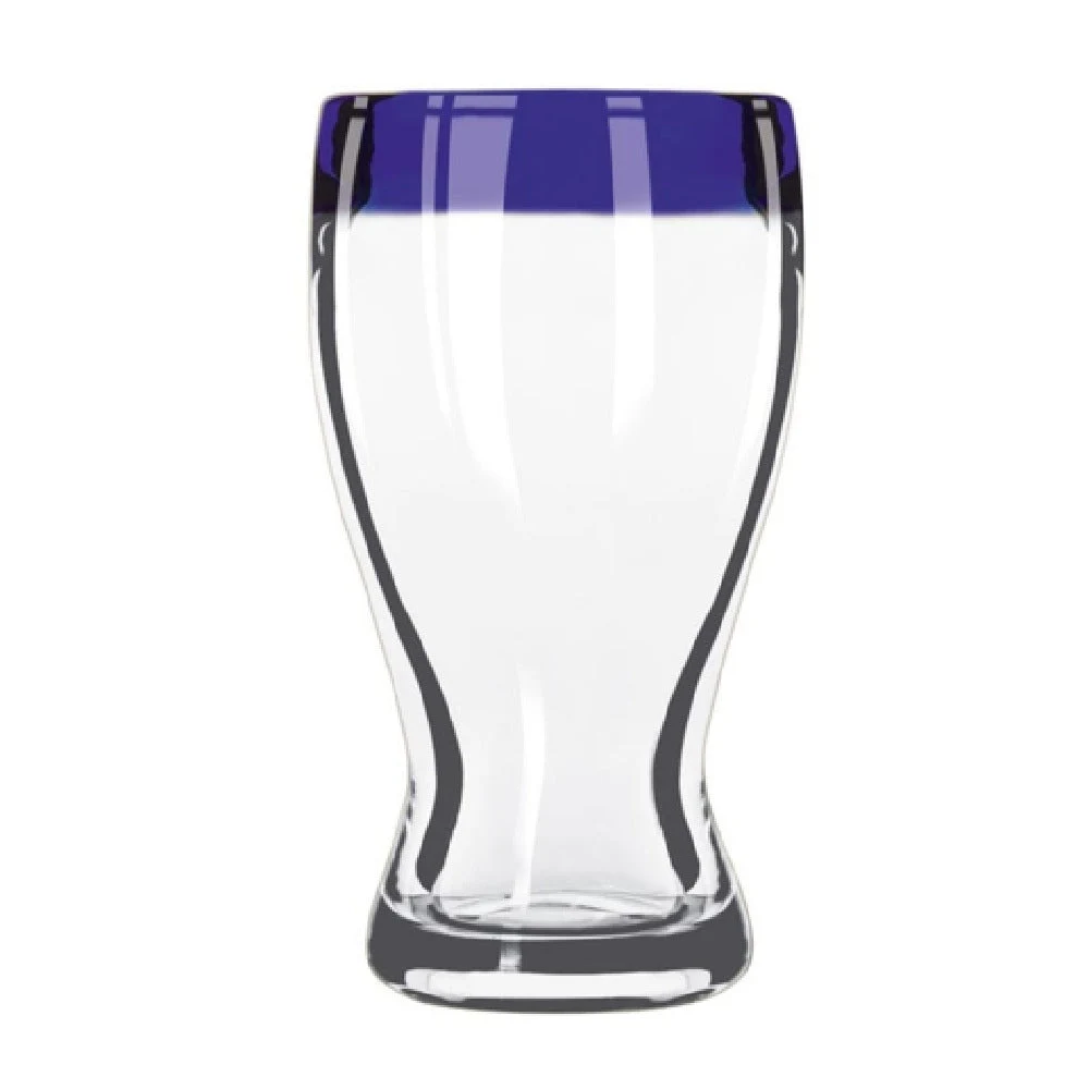 Libbey 92312 12 Oz Beer Glass With Cobalt Blue Rim Glass Anneal Treated