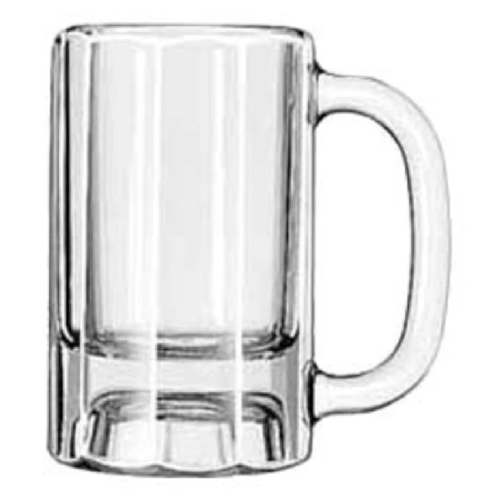 Libbey 5019 10 Oz Mug Paneled Clear Glass for Bars and Restaurants