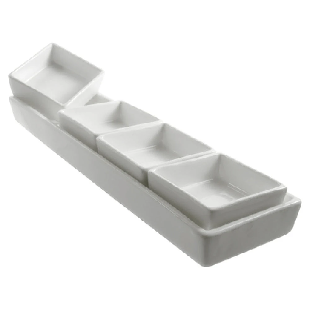 Ten Strawberry Street LEX-4PKTCDMNT Condiment Tray Set 4 Pocket 11-1/8