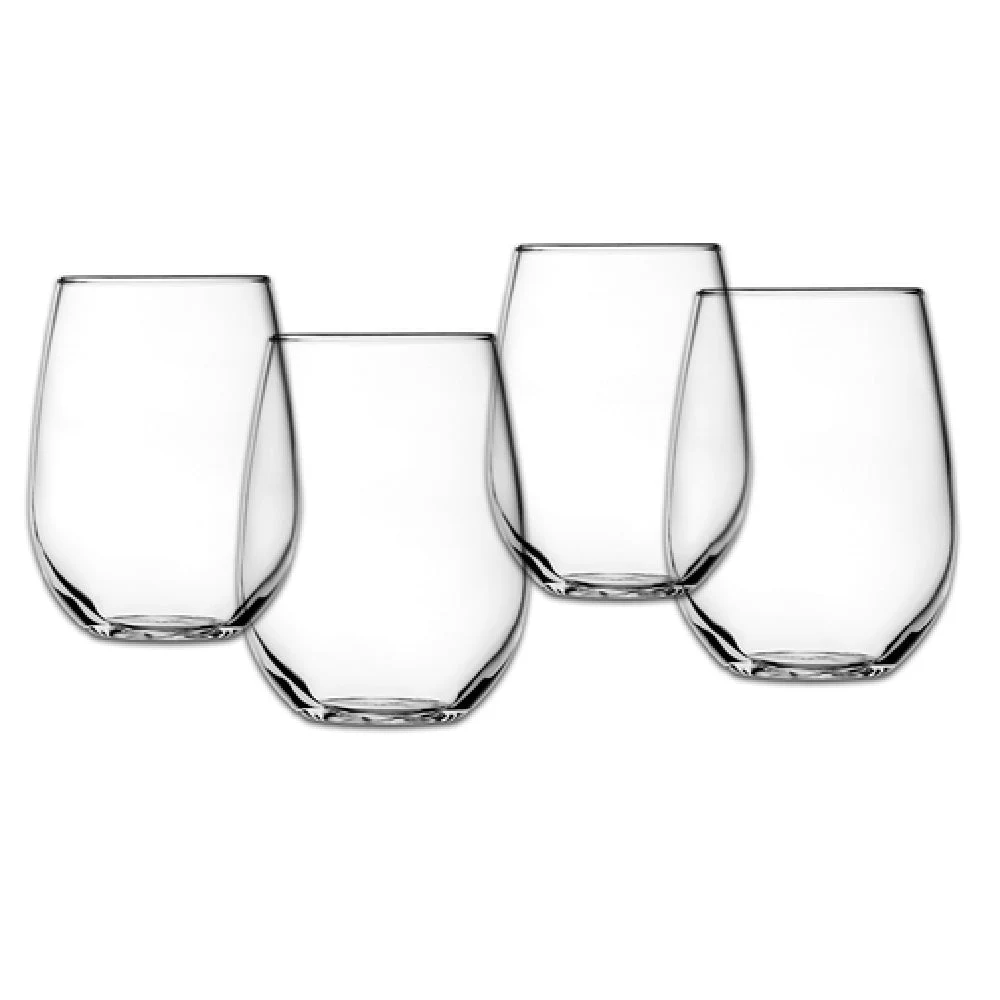 Anchor Hocking 95141L20 15 Oz Clear Stemless Wine Glass Set - 4 Packs