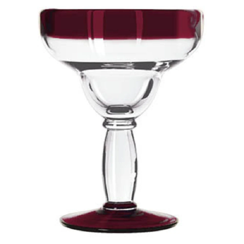 Libbey 92308R 12 Oz Margarita Glass with Red Rim and Foot Glass