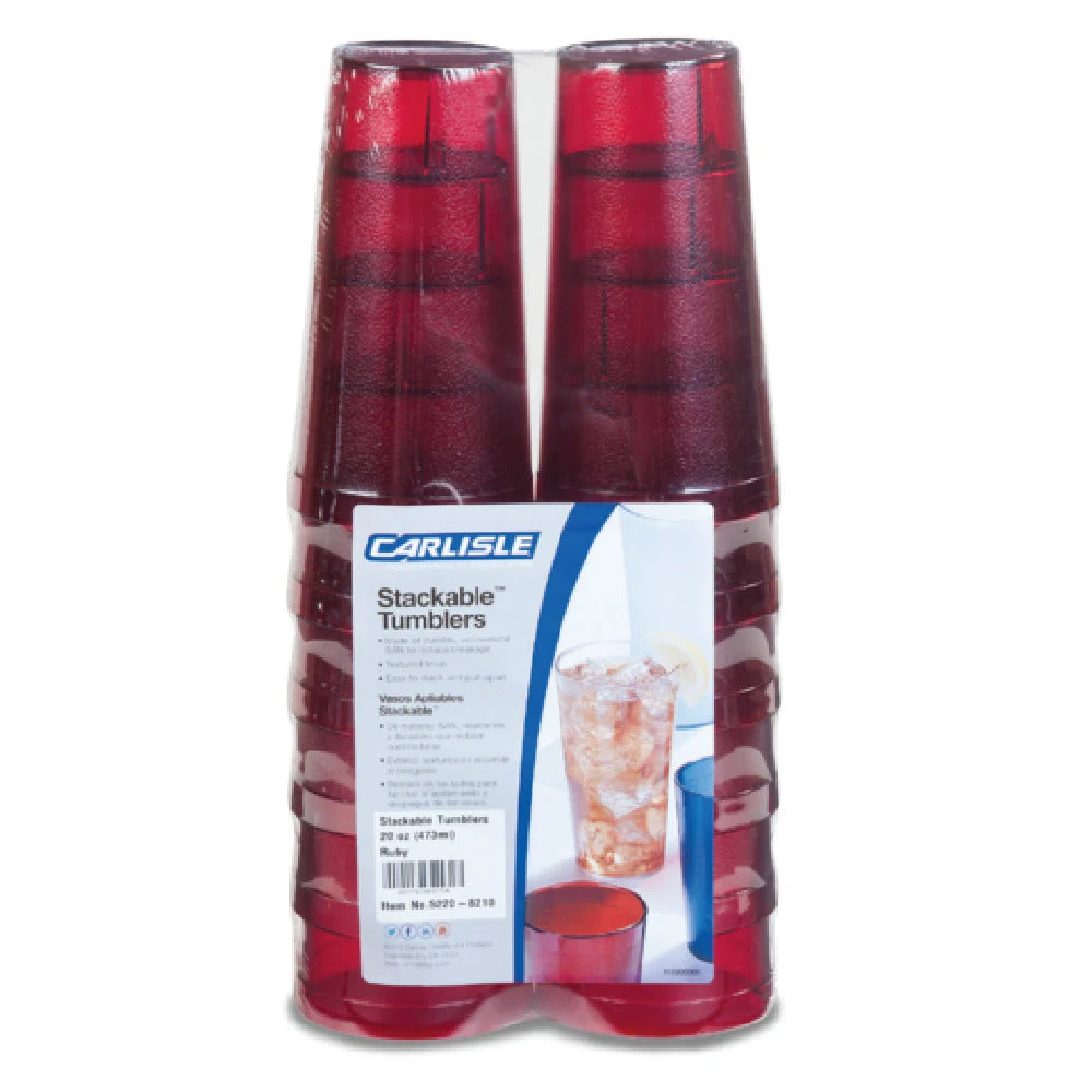 Carlisle 5212-8210 12 Oz Stackable Tumbler Textured Ruby SAN Dishwasher Safe