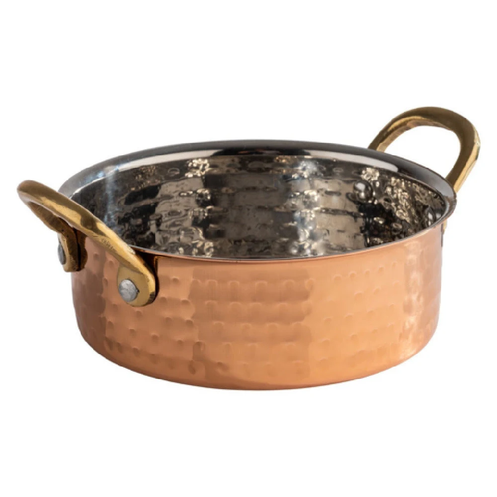 Libbey APS 40733 16 Oz Round Serving Pot Hammered Aluminum