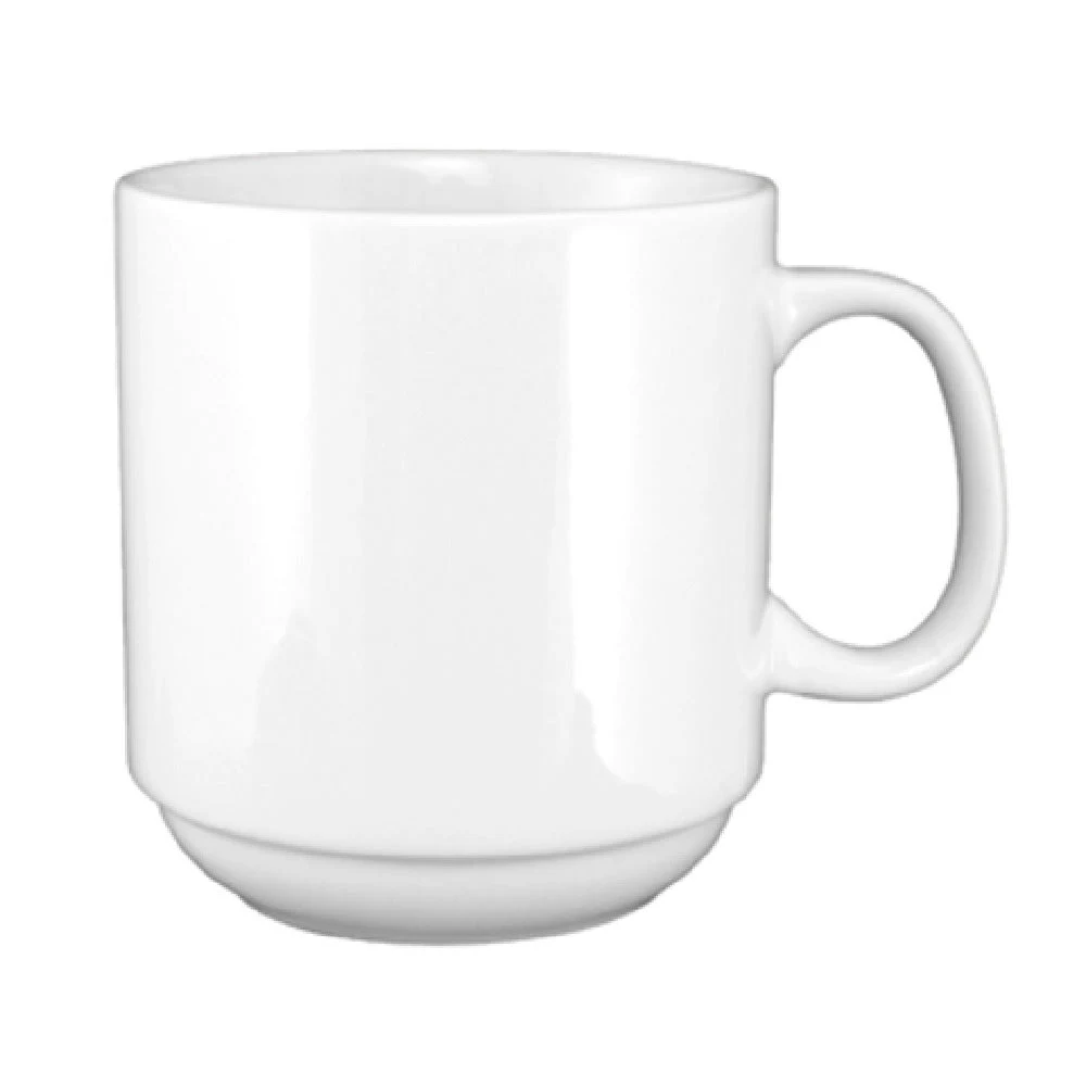 International Tableware 9696W 11 Oz Round Handle Mug Porcelain Stackable