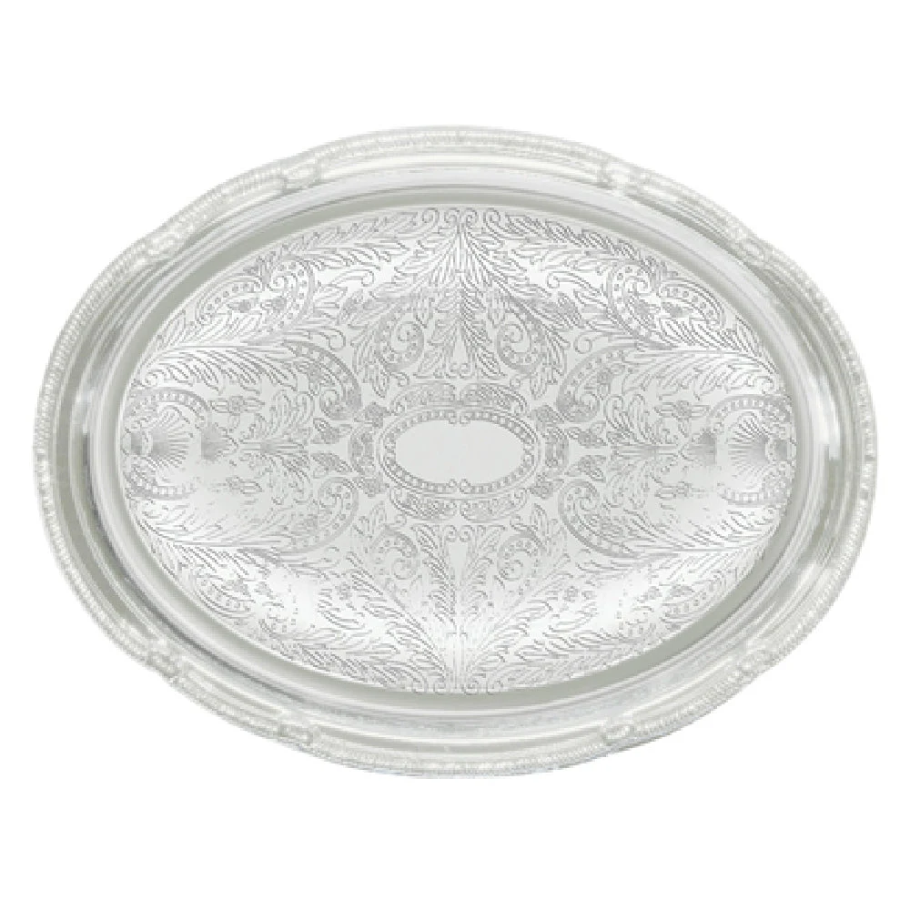 Winco CMT-1014 14 Inch Oval Serving Tray with Gadroon Edge Chrome Plated