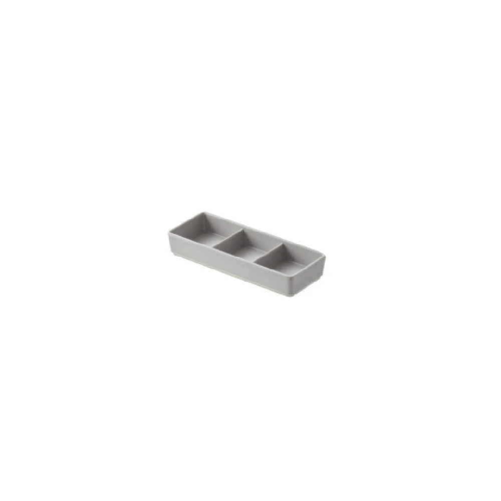 Tableware Solutions USA T8534 6.8 Inch Melamine Tray Grey with Three Compartment