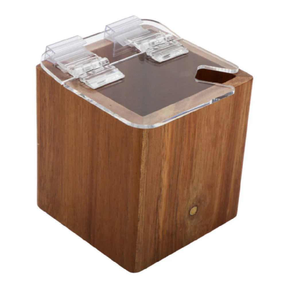 GET Enterprises WB-444-UR-CO44CL-K 20 Oz Jar with Lid Acacia Wood Square