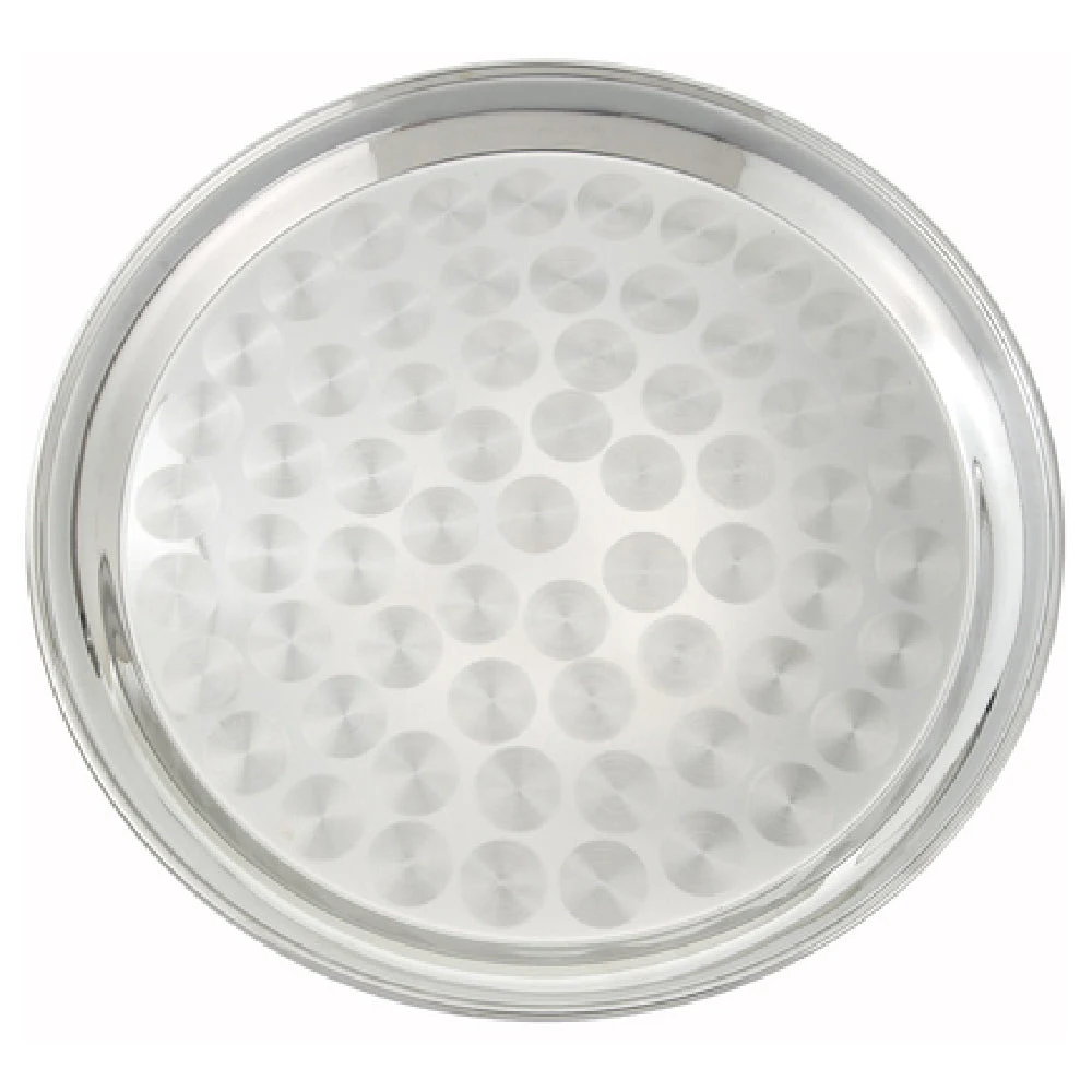 Winco STRS-12 12 Inch Round Swirl Service Tray Stainless Steel Polished Finish