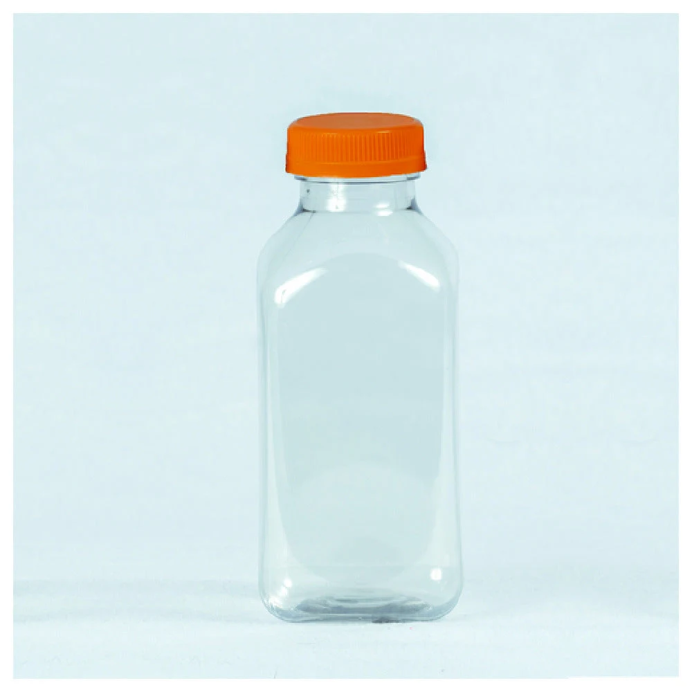 Buccaneer Container Corp 31510120602 12 Oz Juice Bottles Square Empty with Orange Lids