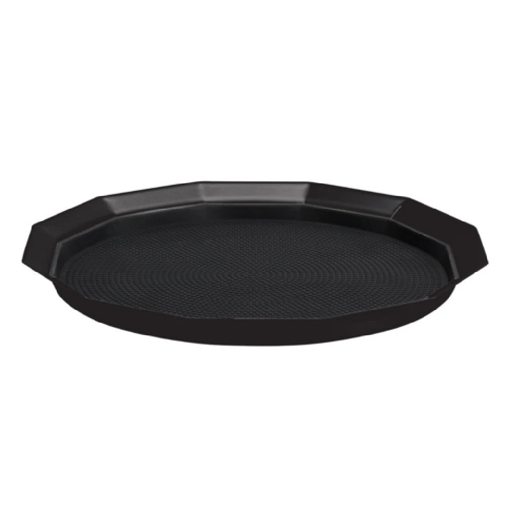 Service Ideas TRPN1412RIBSBX 14 Inch Non-Slip Serving Tray with Removable Insert Black Silicone Rubber