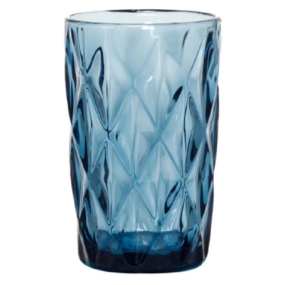 FG-876011-016 13 Oz Blue Textured Hi-Ball Glass 16 Packs