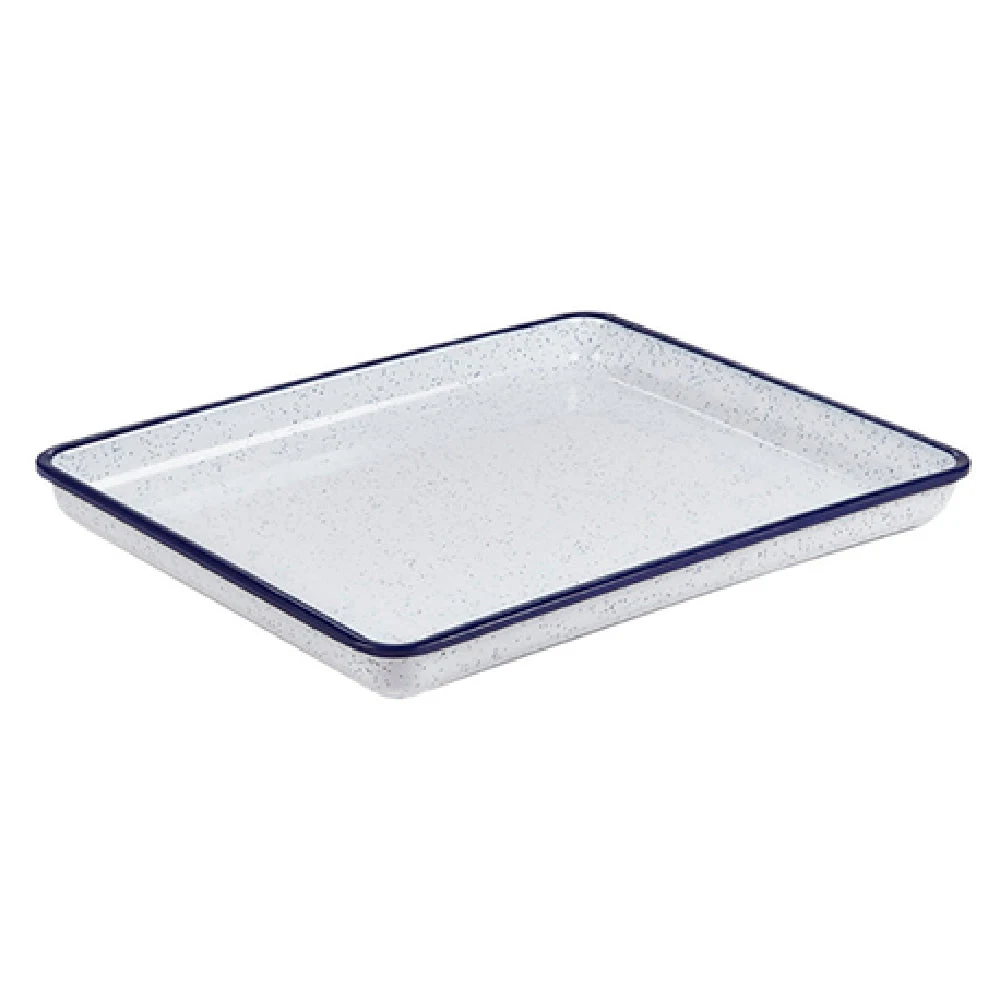 American Metalcraft MRSS12 12-7/8 Inch Rectangular Platter Melamine White with Blue Speckles
