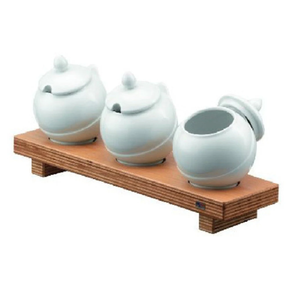 GET Enterprises RCO015X002 17-7/10 Inch China Bowls with Beech Wood Base