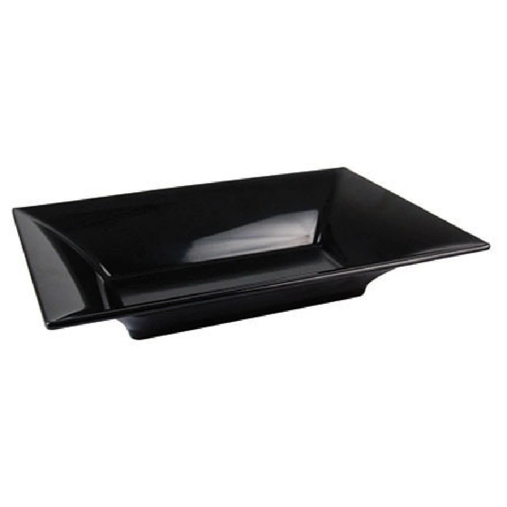 BauscherHepp TB1976 67-5/8 Oz Melamine Rectangular Serving Tray with Silicone Feet Black