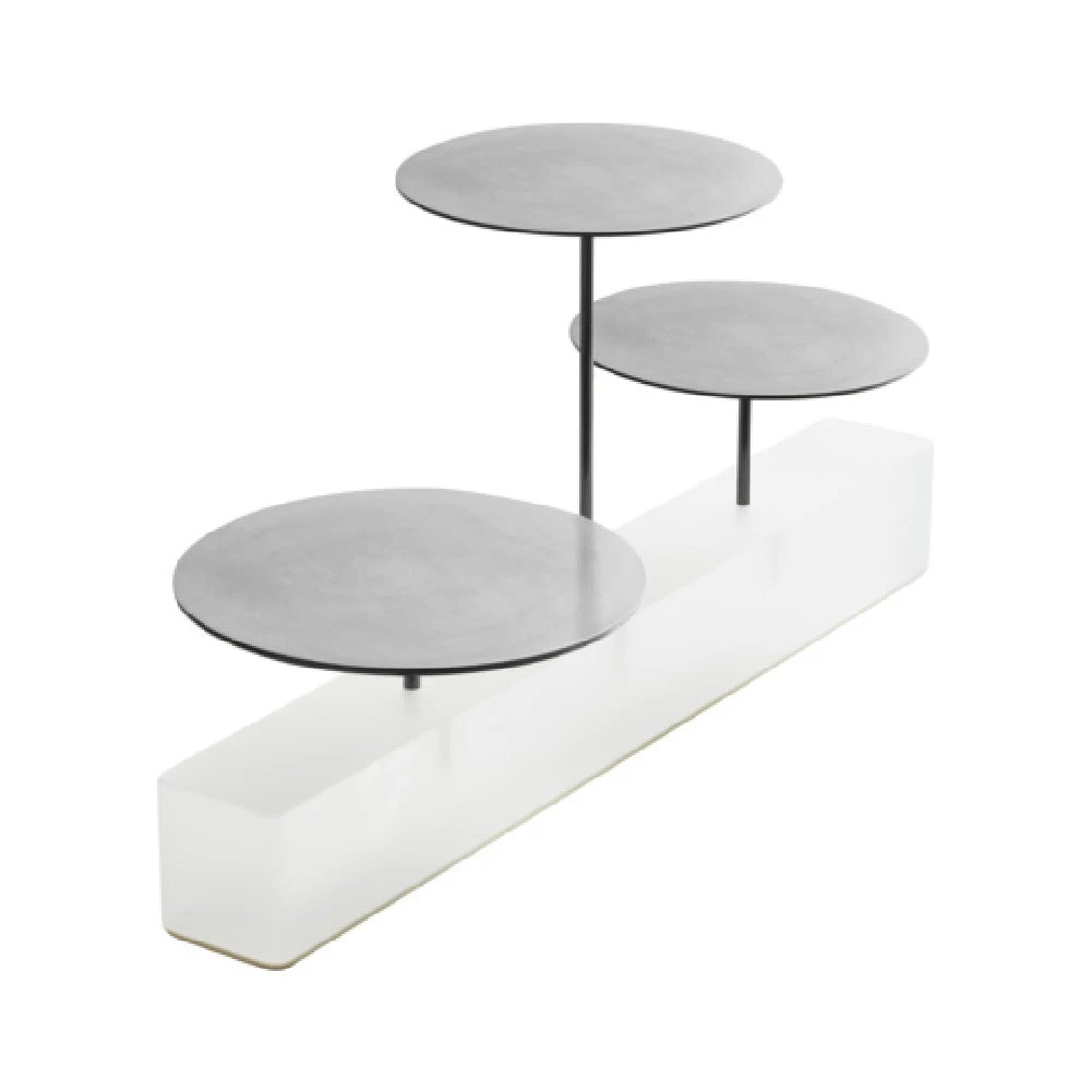 Revol 660440 12 Inch Rectangular Display Stand with Stainless Steel Trays White