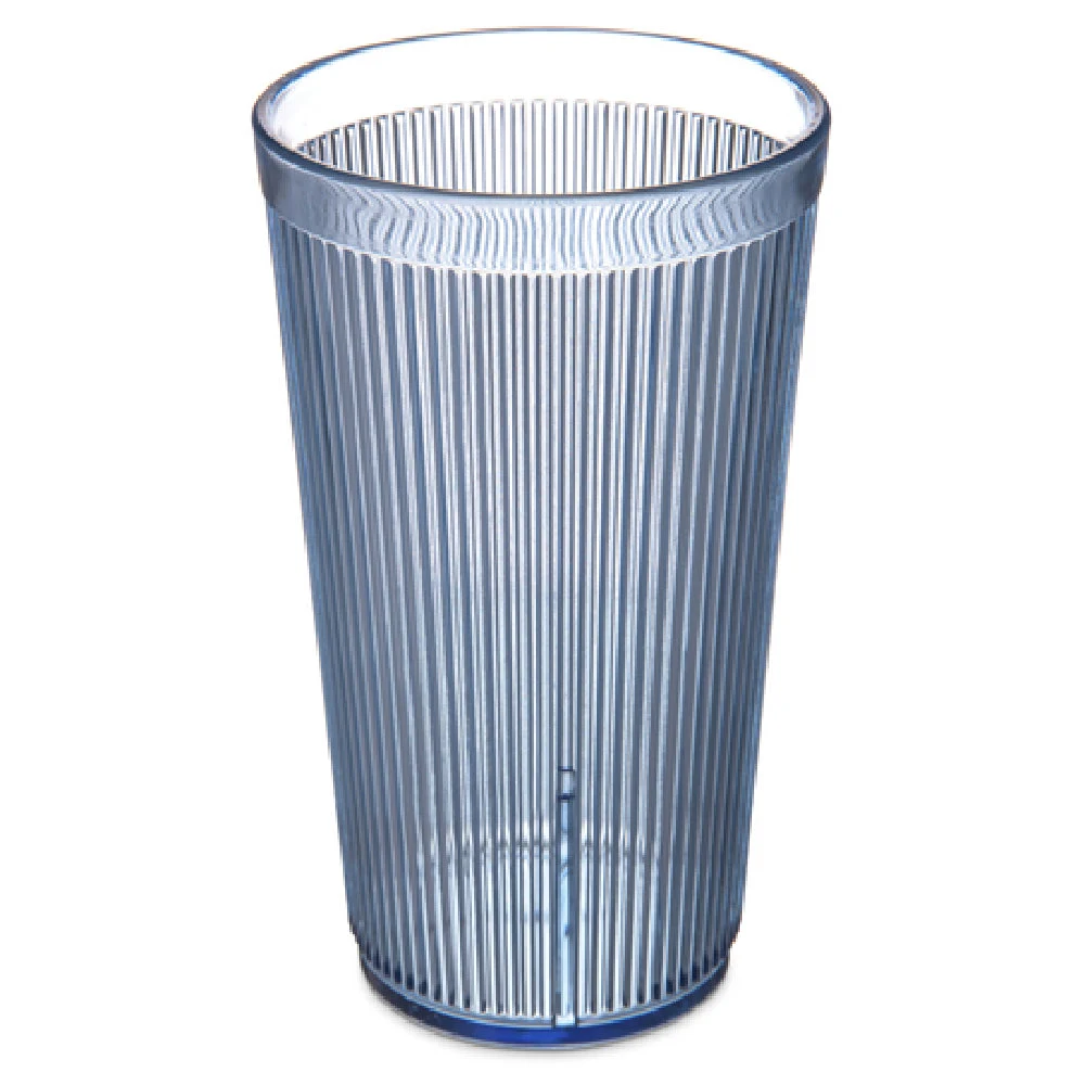 Carlisle 402054 20 Oz Ribbed Blue Tumbler Plastic with Stacking Design