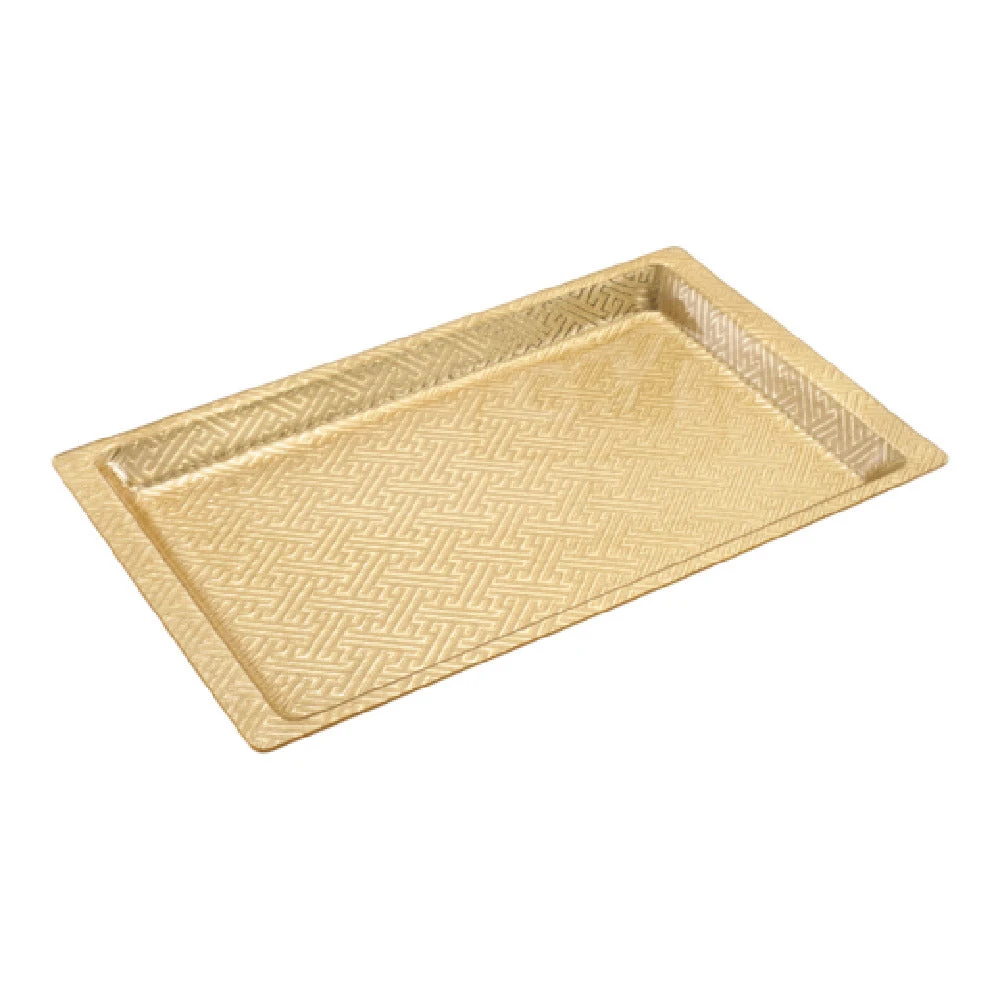 Winco AST-2G 20-3/4 Inch Rectangular Display Tray Gold Acrylic with Snake Skin Texture