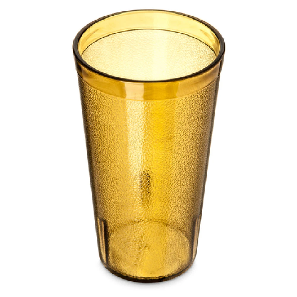 Carlisle 521613 16 Oz Stackable Tumbler Plastic Amber Textured Dishwasher Safe