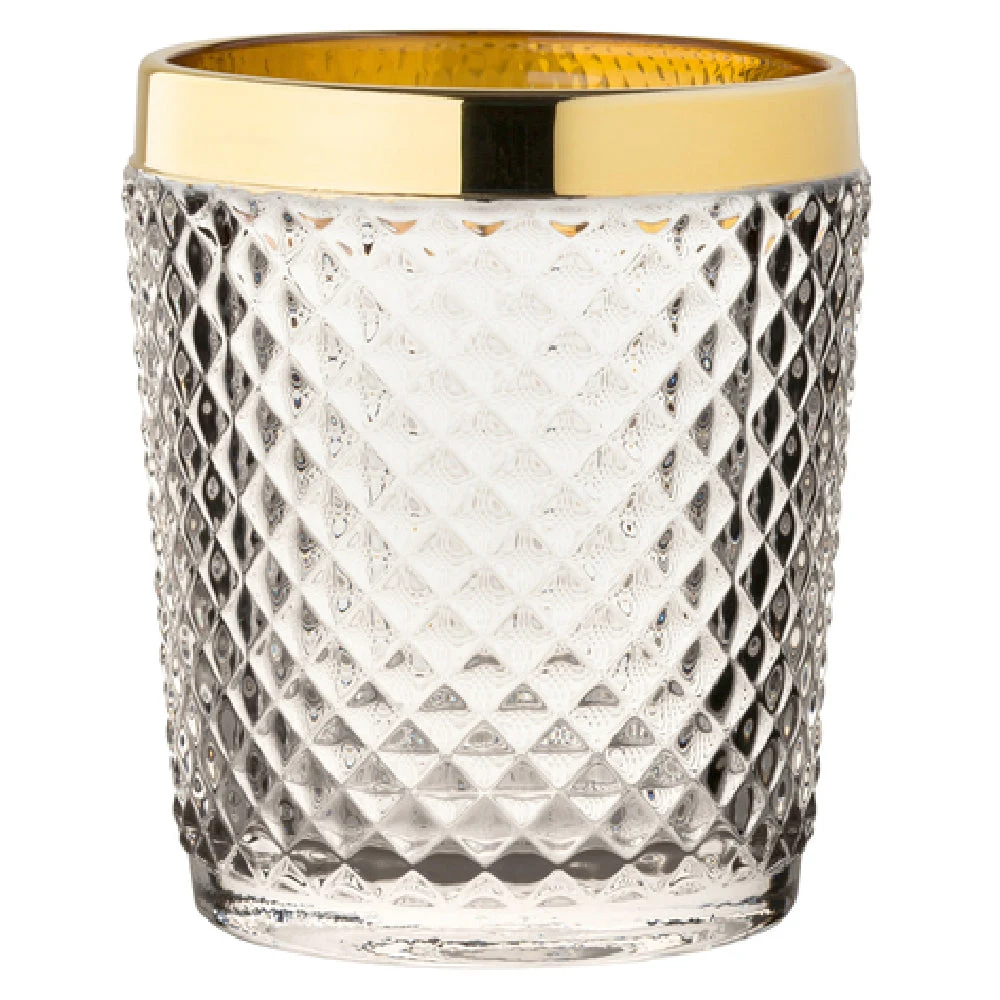 Hospitality Brands HG90096G-006 12 oz Clear Glass with Gold Rim Old Fashioned Glass