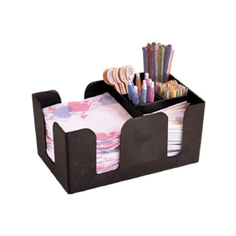American Metalcraft BAR6 9-1/2 Inch Width Bar Caddy Black Plastic 6 Compartments