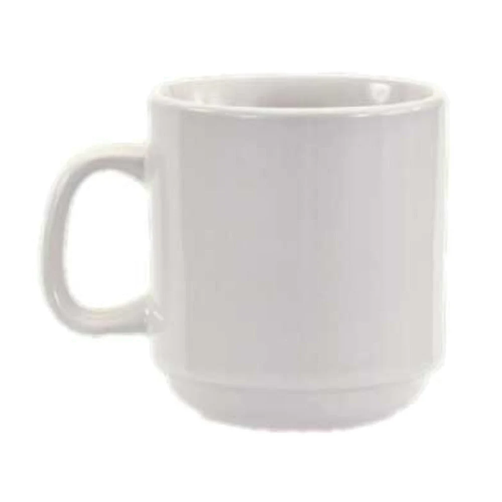 Crestware AL15 10 Oz. Stackable Mug Ceramic Vitrified Alpine White