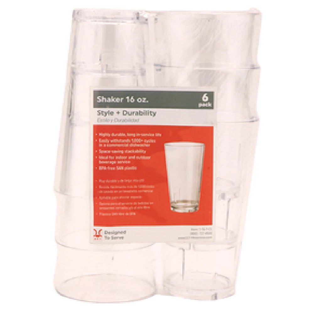 GET Enterprises SP-S-16-1-CL 16 Oz Clear Tumbler SAN NSF Certified 6 Packs