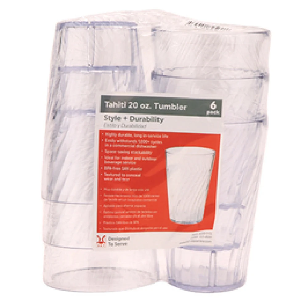 GET Enterprises SP-2220-1-CL 20 Oz Clear SAN Tumbler with Textured Finish