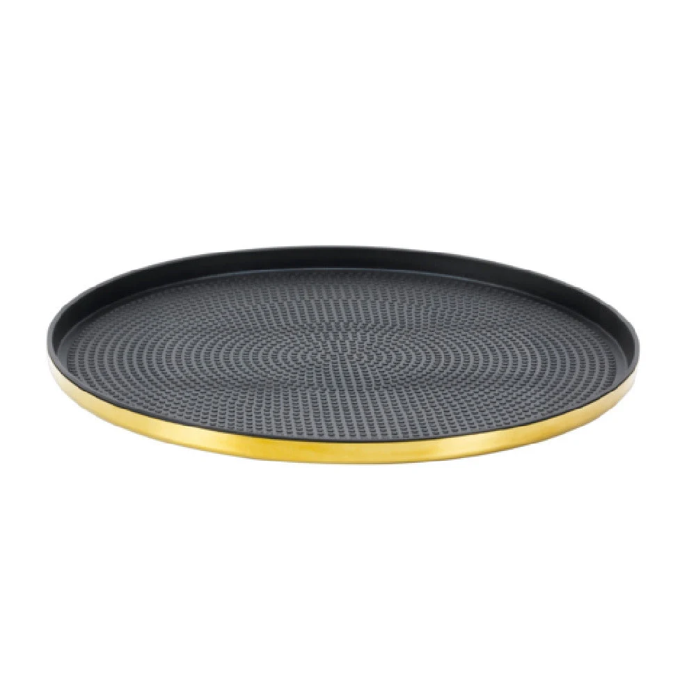 Service Ideas TRME12RIVG 12 Inch Diameter Non-slip Tray Polished Stainless Steel Vintage Gold Finish