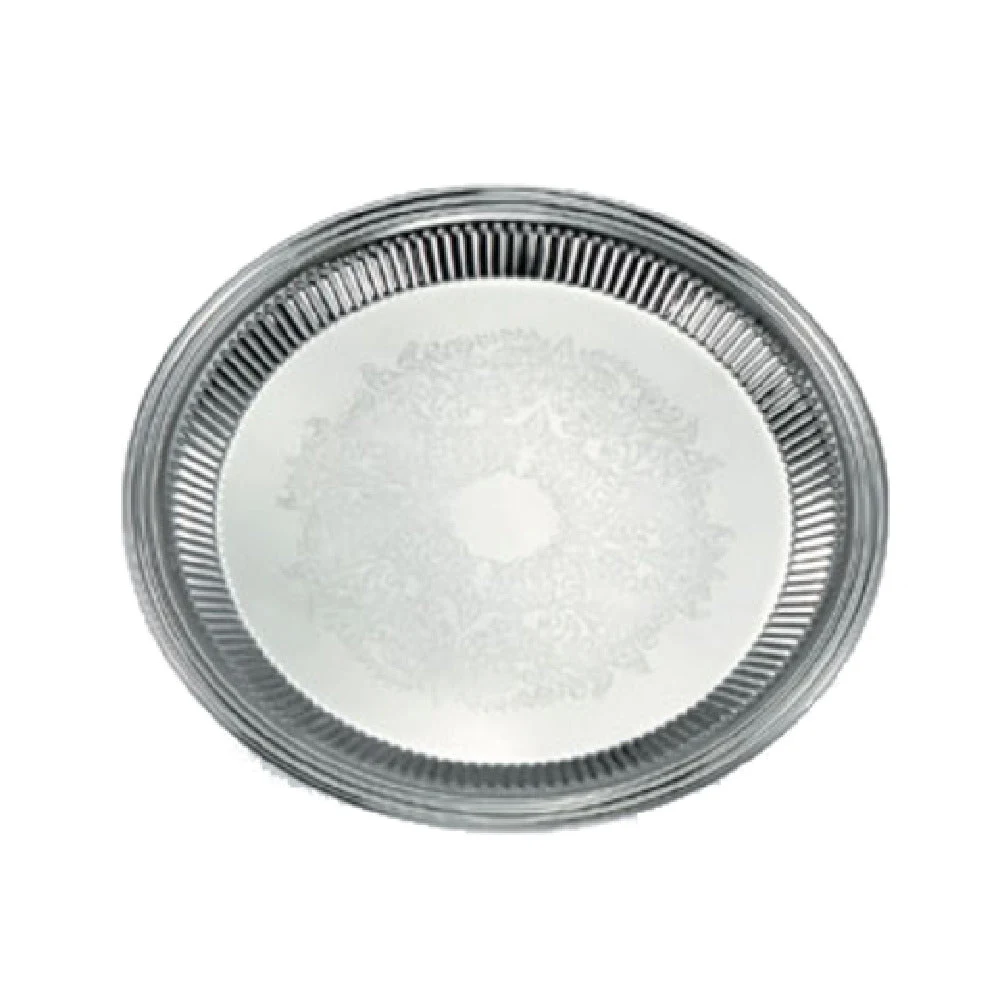 Vollrath 82170 16 Inch Round Serving Tray Fluted Stainless Steel Mirror Finish
