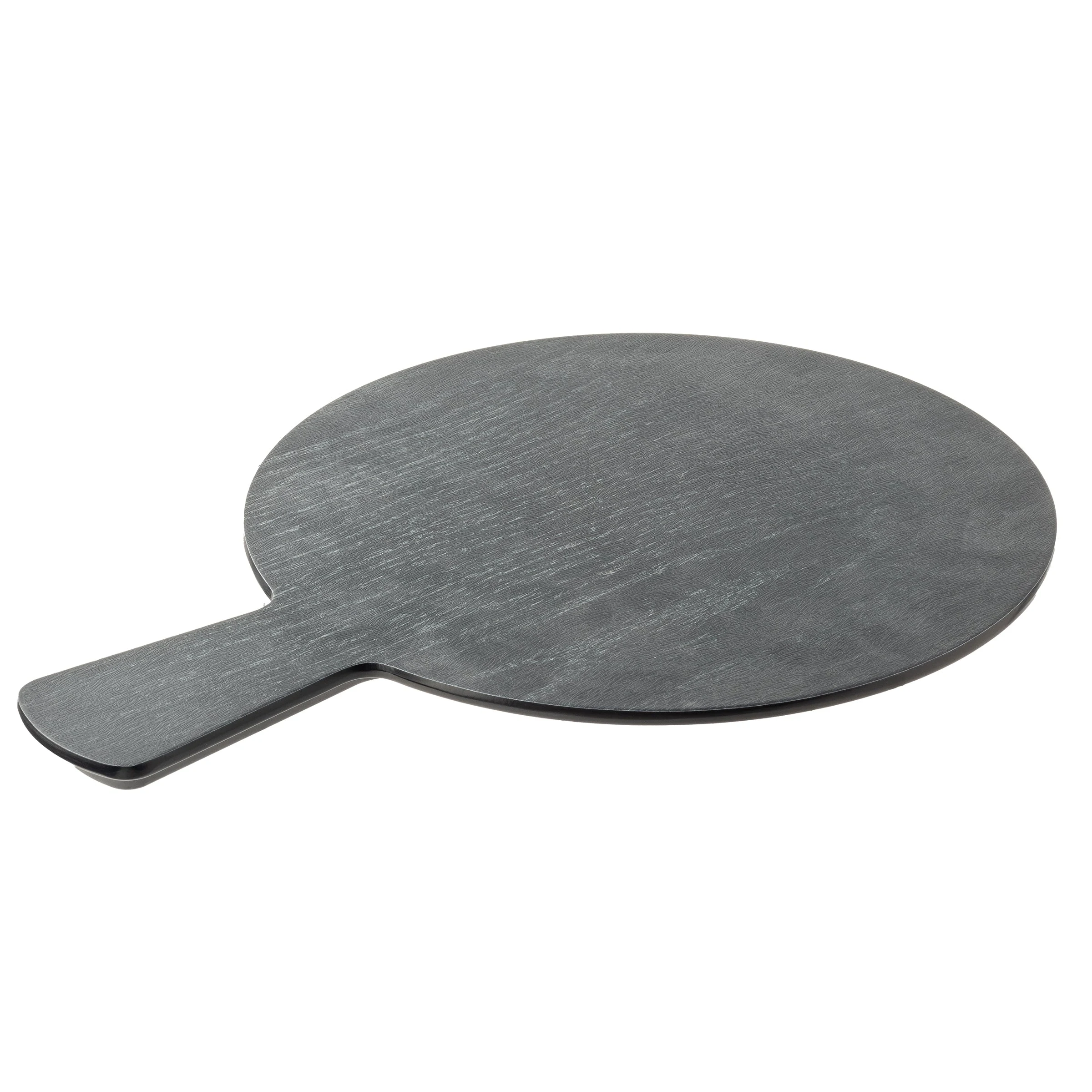 Tablecraft 12455 13.75 Inch Round Serving Paddle Black Melamine with Handle