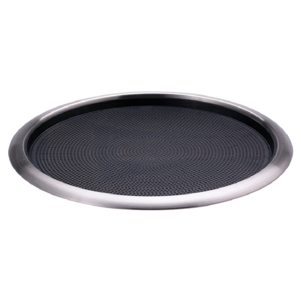 Service Ideas TR1614RI 16 Inch Round Tray Non-Slip Removable Insert Stainless Steel