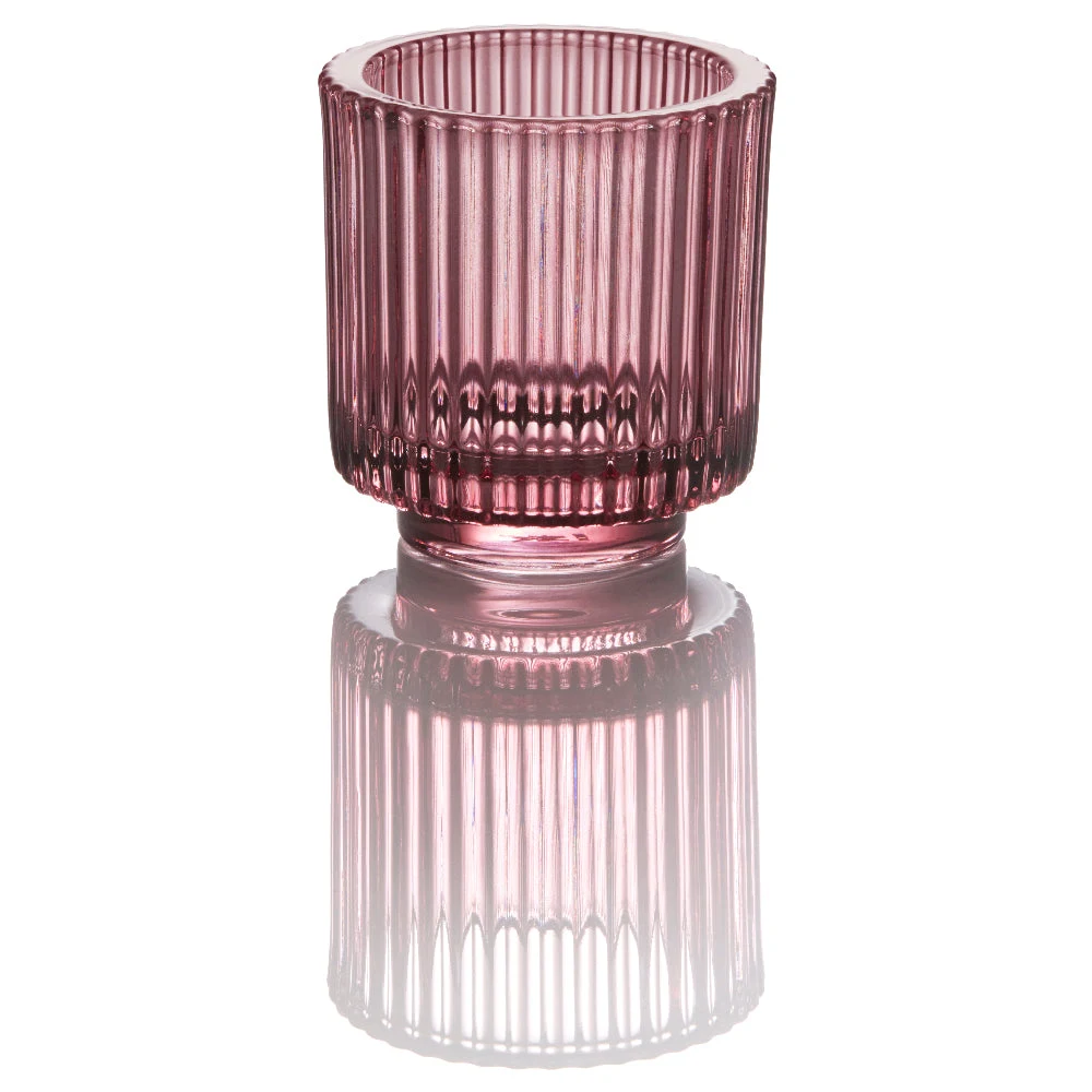 BauscherHepp 53.0059.0208 Glass Candle Holder Round with Rose Finish