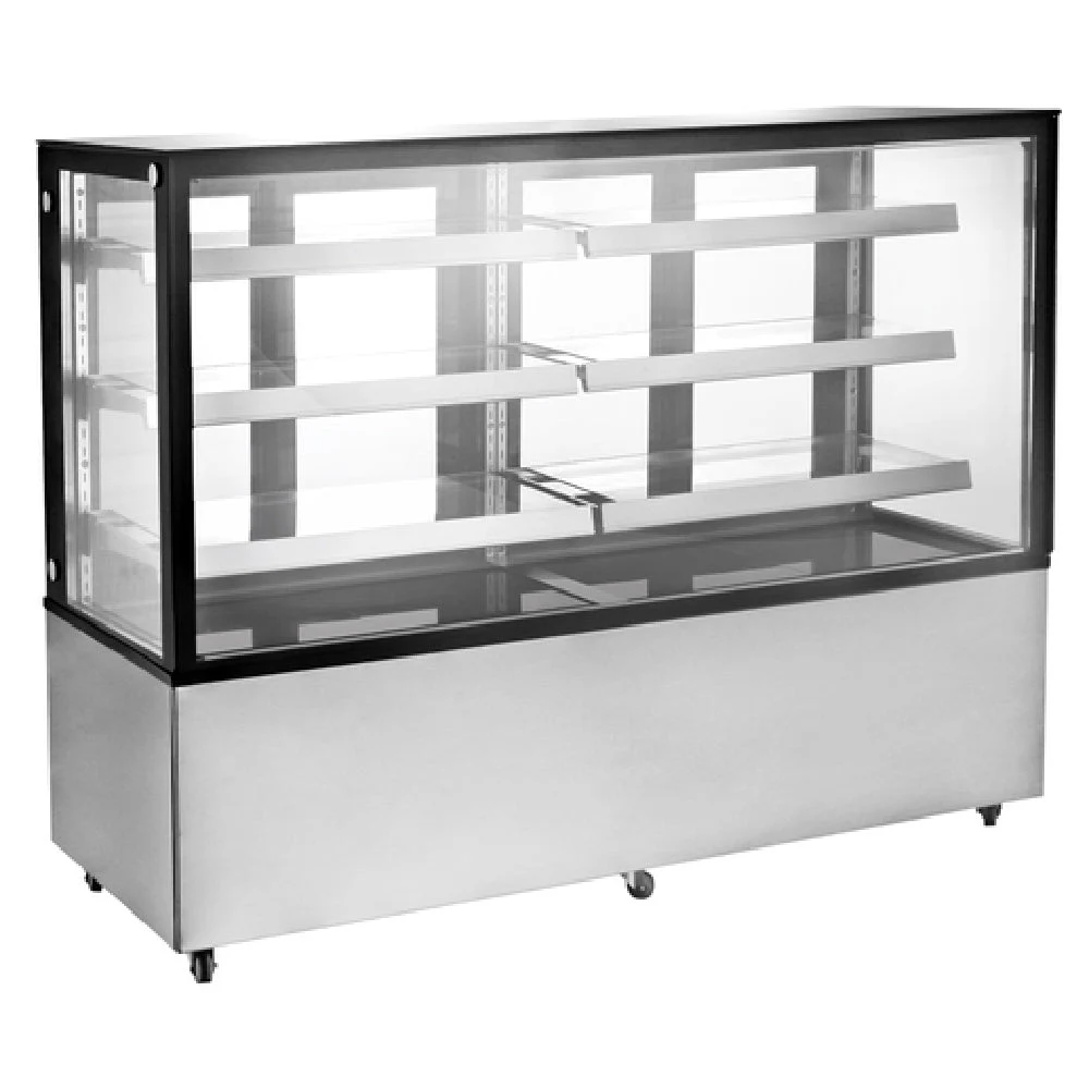 Omcan 44505 71 Inch Square Glass Refrigerated Display Case Floor Model