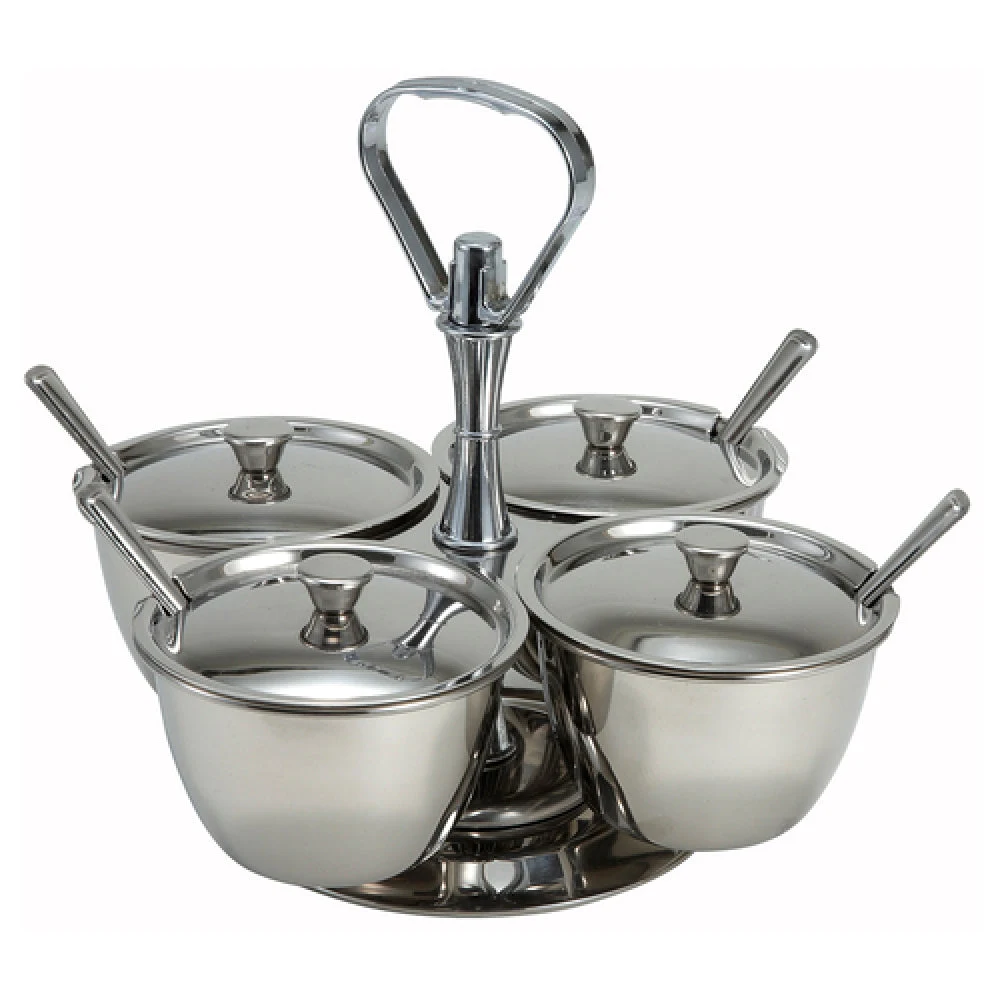 Winco RS-4 8 Oz Relish Server Stainless Steel 4 Compartments with Durable Design